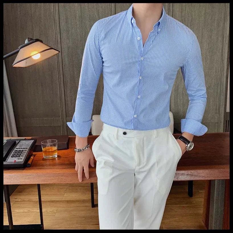 Chemise à carreaux en coton à manches longues