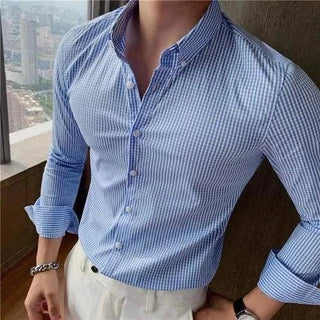 Chemise à carreaux en coton à manches longues