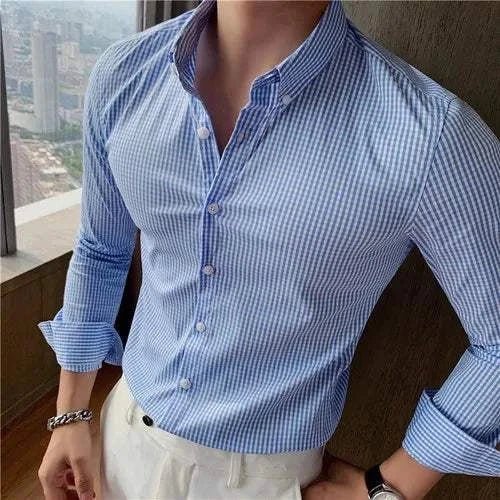 Chemise à carreaux en coton à manches longues