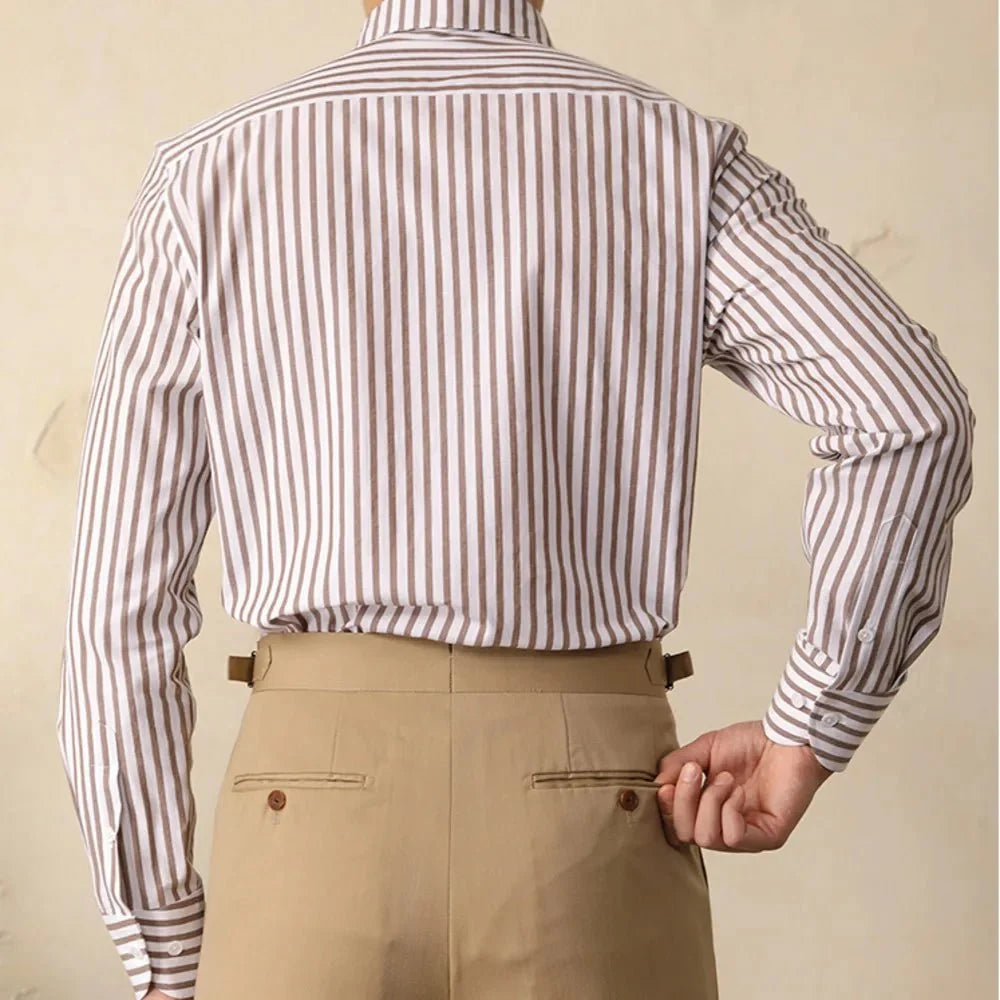 Chemise italienne rayée en coton pour le bureau