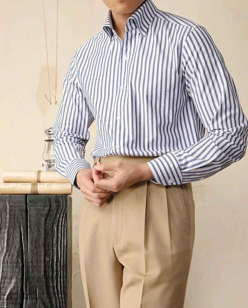 Chemise italienne rayée en coton pour le bureau