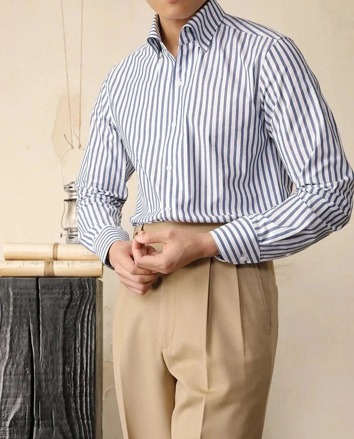 Chemise italienne rayée en coton pour le bureau