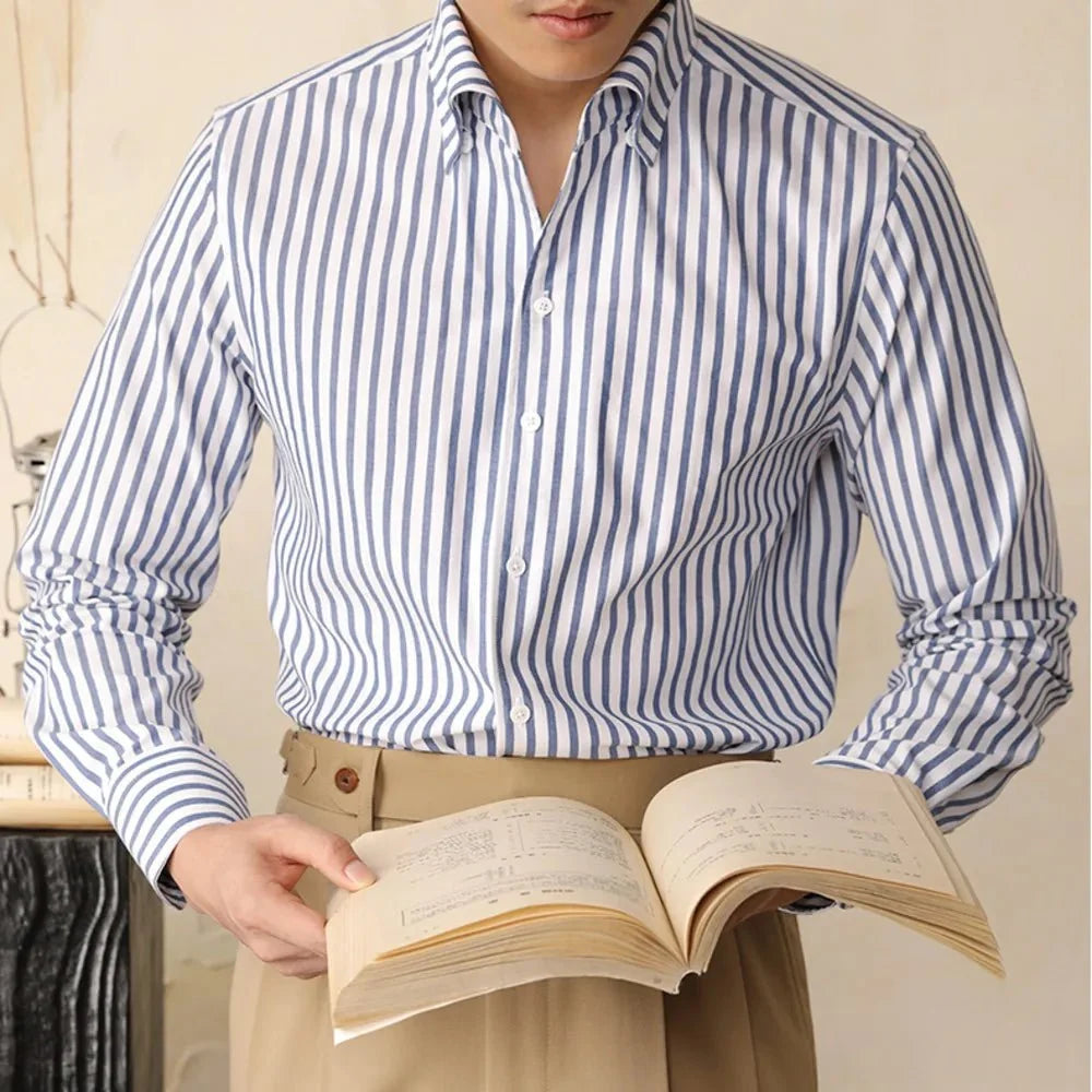 Chemise italienne rayée en coton pour le bureau
