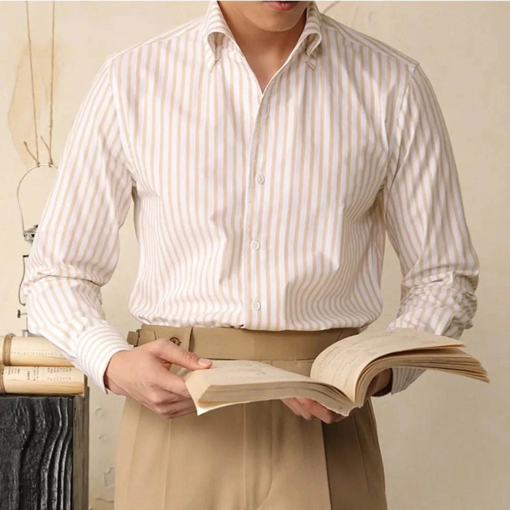 Chemise italienne rayée en coton pour le bureau