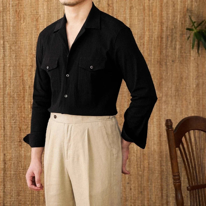 Chemise élégante coupe décontractée à col cubain