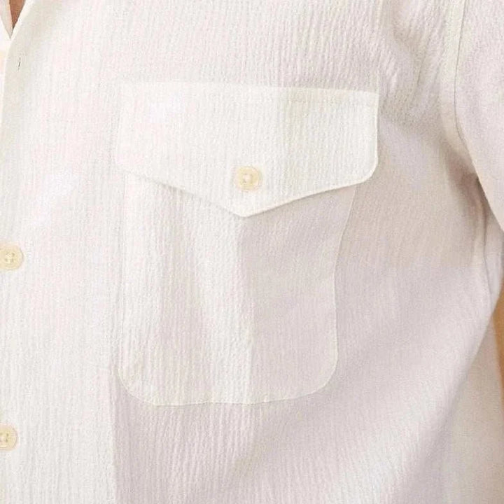 Chemise élégante coupe décontractée à col cubain