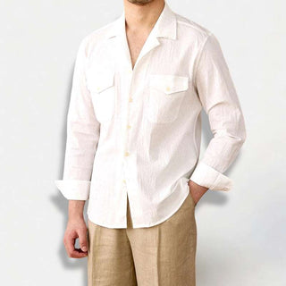 Chemise élégante coupe décontractée à col cubain
