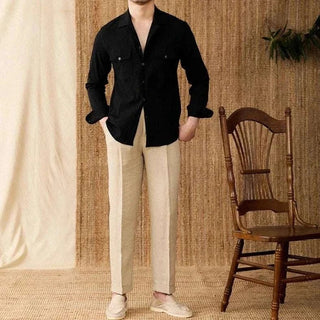 Chemise élégante coupe décontractée à col cubain