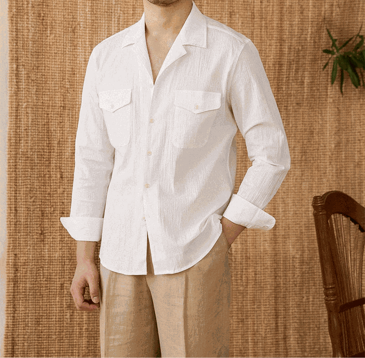 Chemise élégante coupe décontractée à col cubain