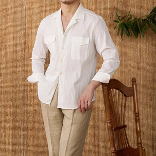 Chemise élégante coupe décontractée à col cubain