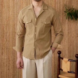 Chemise élégante coupe décontractée à col cubain