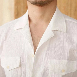 Chemise élégante coupe décontractée à col cubain