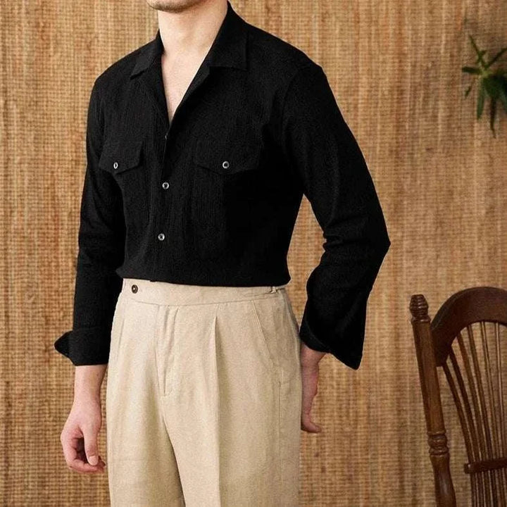 Chemise élégante coupe décontractée à col cubain