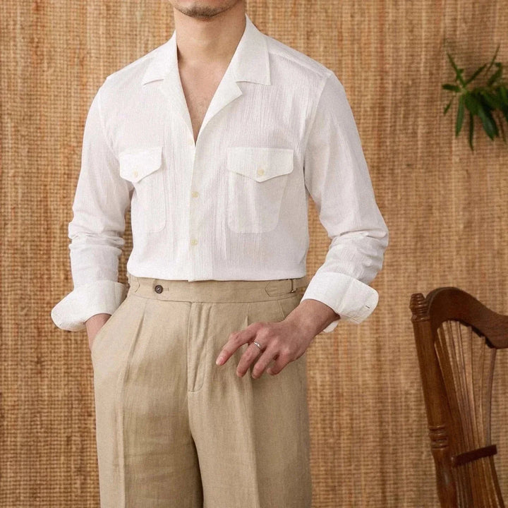 Chemise élégante coupe décontractée à col cubain