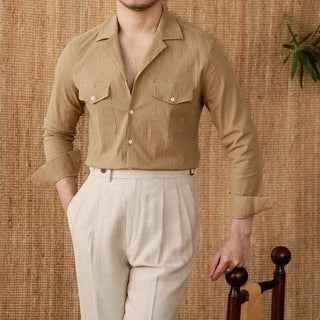 Chemise élégante coupe décontractée à col cubain