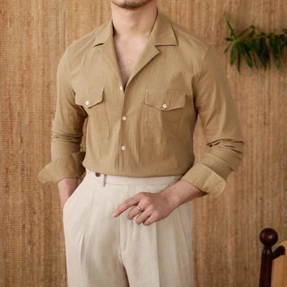 Chemise élégante coupe décontractée à col cubain
