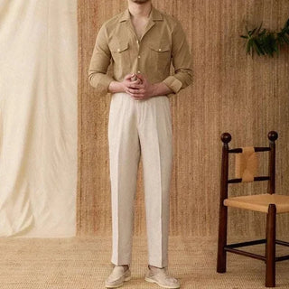 Chemise élégante coupe décontractée à col cubain