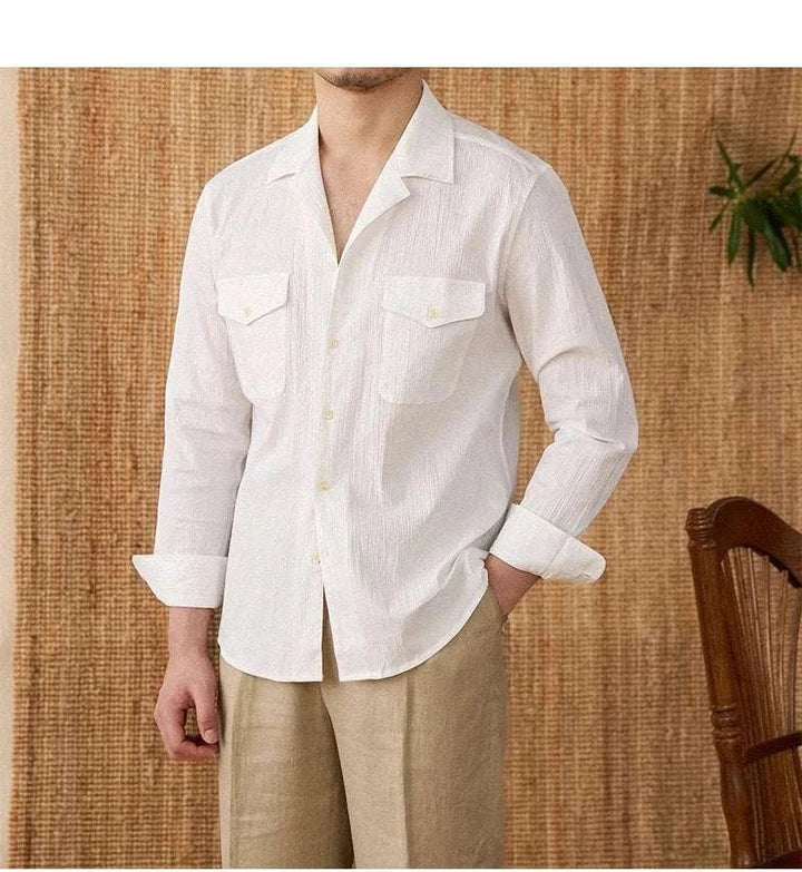 Chemise élégante coupe décontractée à col cubain