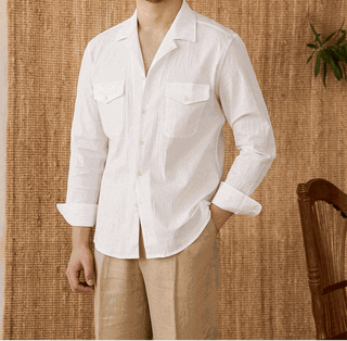 Chemise élégante coupe décontractée à col cubain