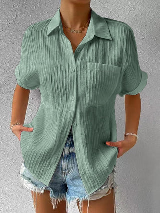 Chemise Femme Légère Col Classique Boutonnée Coupe Décontractée
