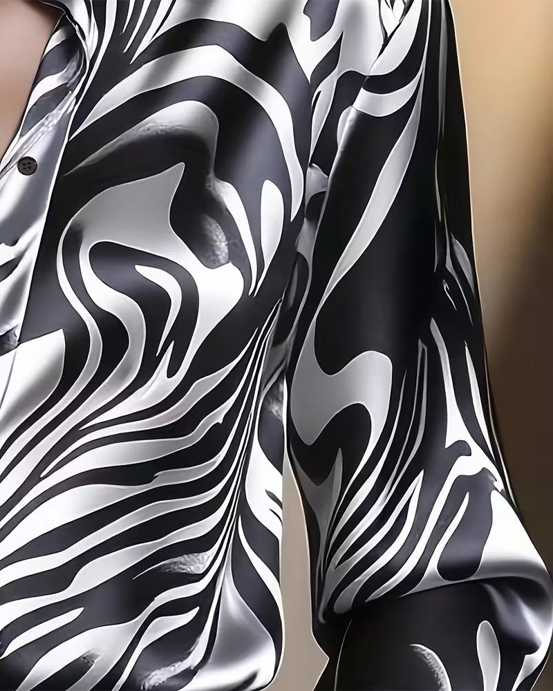 Chemise femme imprimée col V | Élégante & confortable