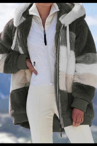 Veste polaire femme à capuche avec blocs de couleur