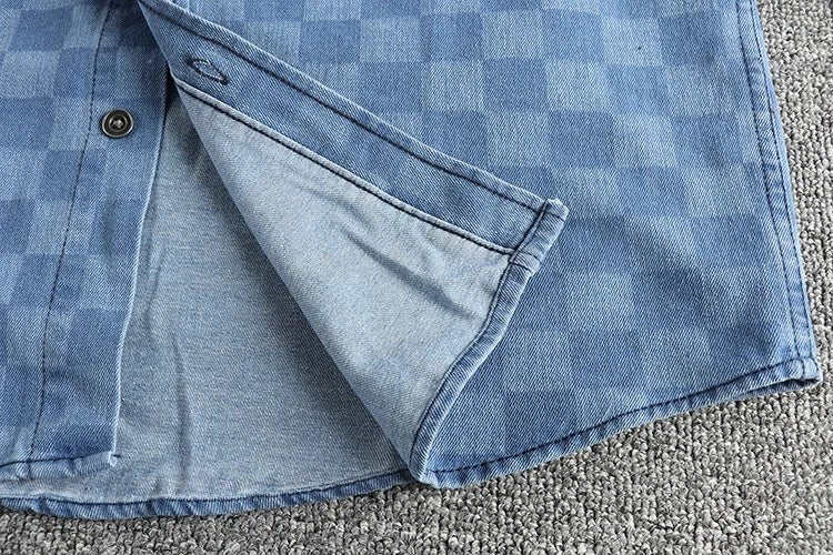 Surchemise en coton à carreaux bleus