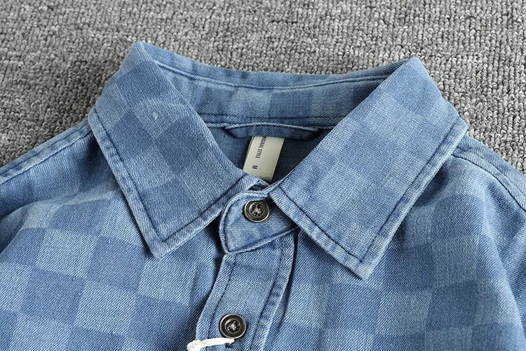 Surchemise en coton à carreaux bleus
