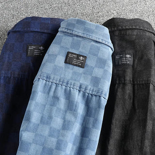 Surchemise en coton à carreaux bleus