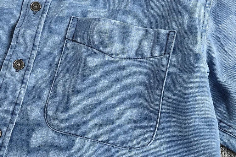 Surchemise en coton à carreaux bleus