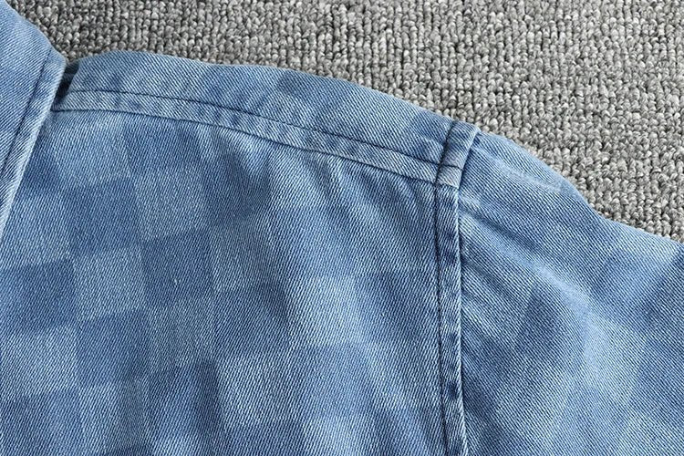 Surchemise en coton à carreaux bleus