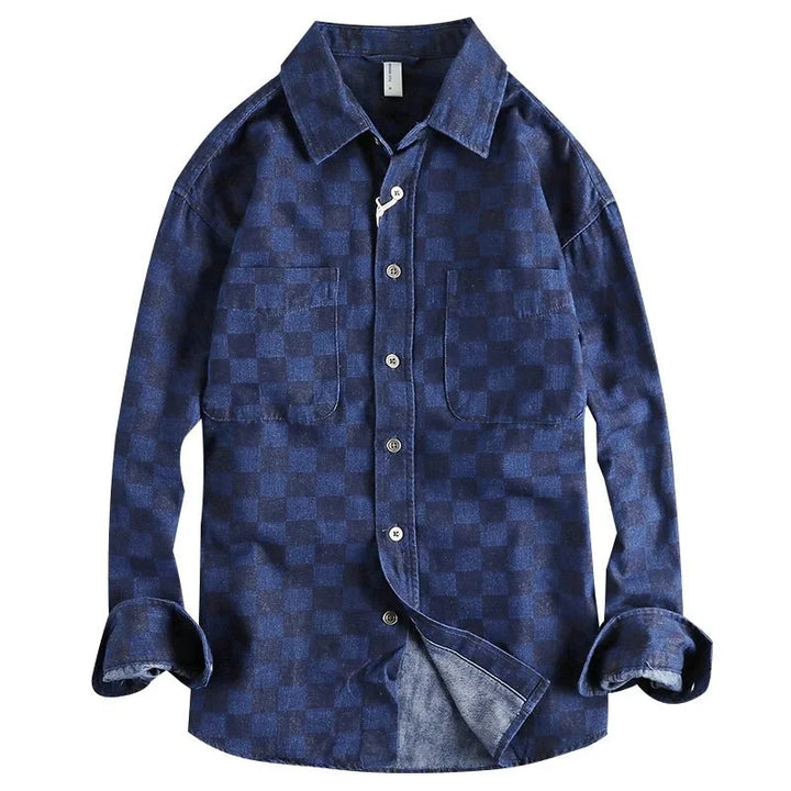 Surchemise en coton à carreaux bleus