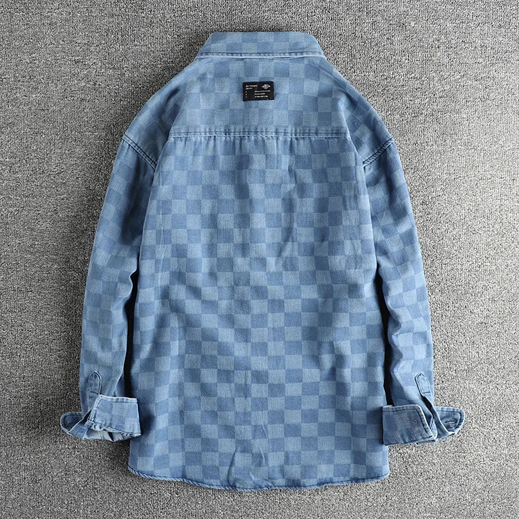 Surchemise en coton à carreaux bleus