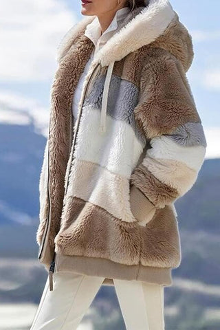 Veste polaire femme à capuche avec blocs de couleur