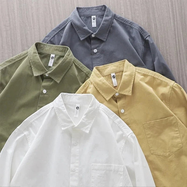 Chemise en coton à col à revers