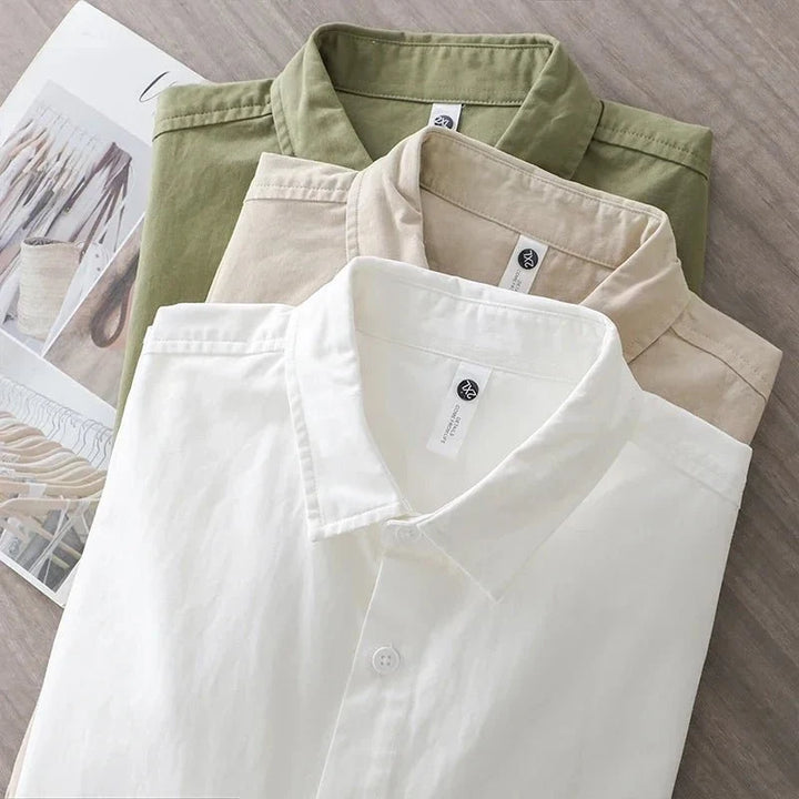 Chemise en coton à col à revers