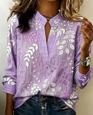 Chemisier Femme Imprimé Floral Col V Coupe Fluide Élégante