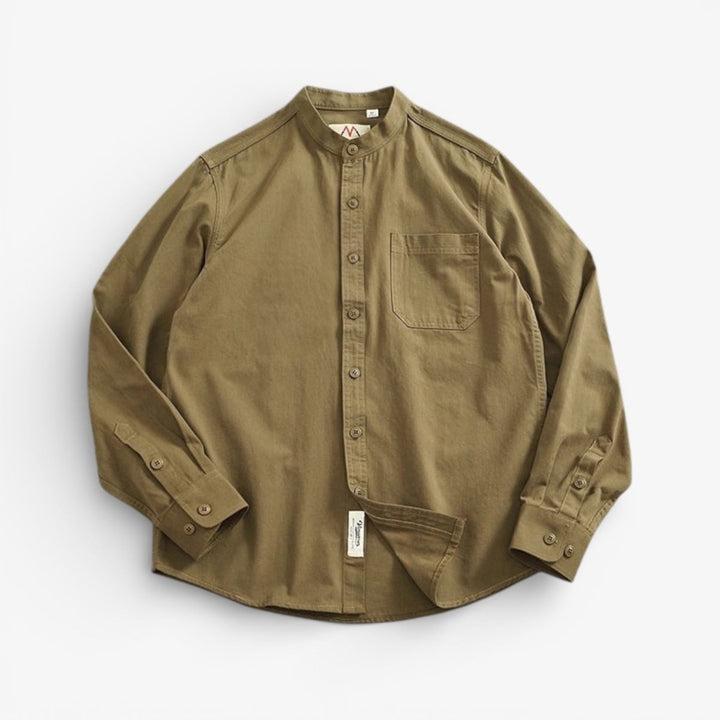 Chemise en coton à col officier