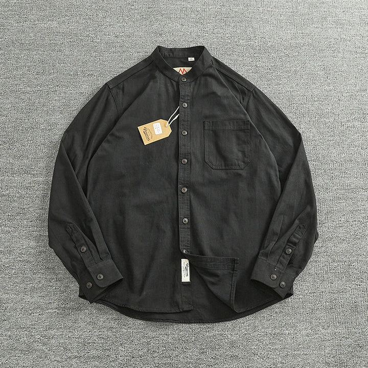 Chemise en coton à col officier