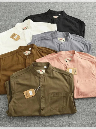 Chemise en coton à col officier