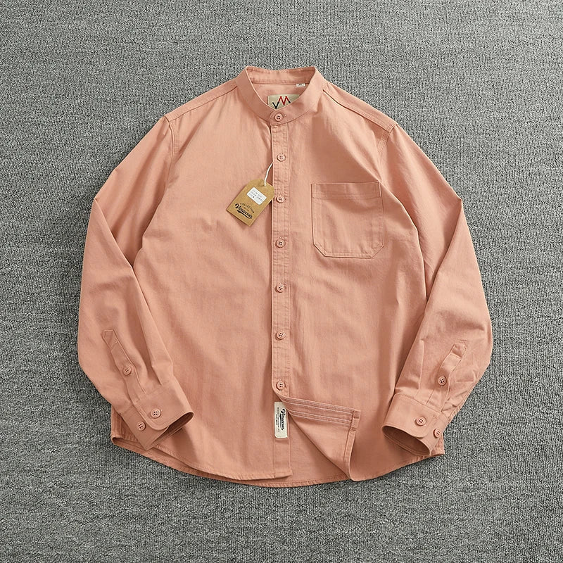 Chemise en coton à col officier