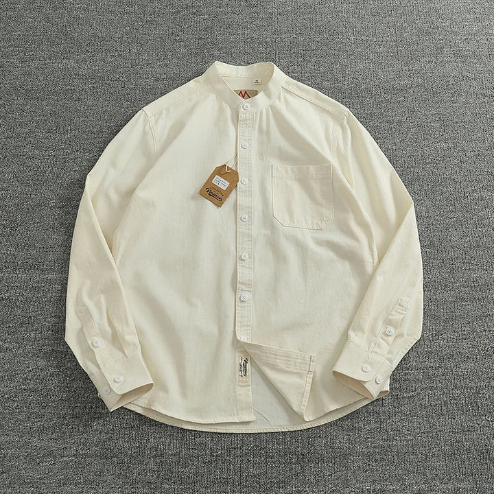 Chemise en coton à col officier