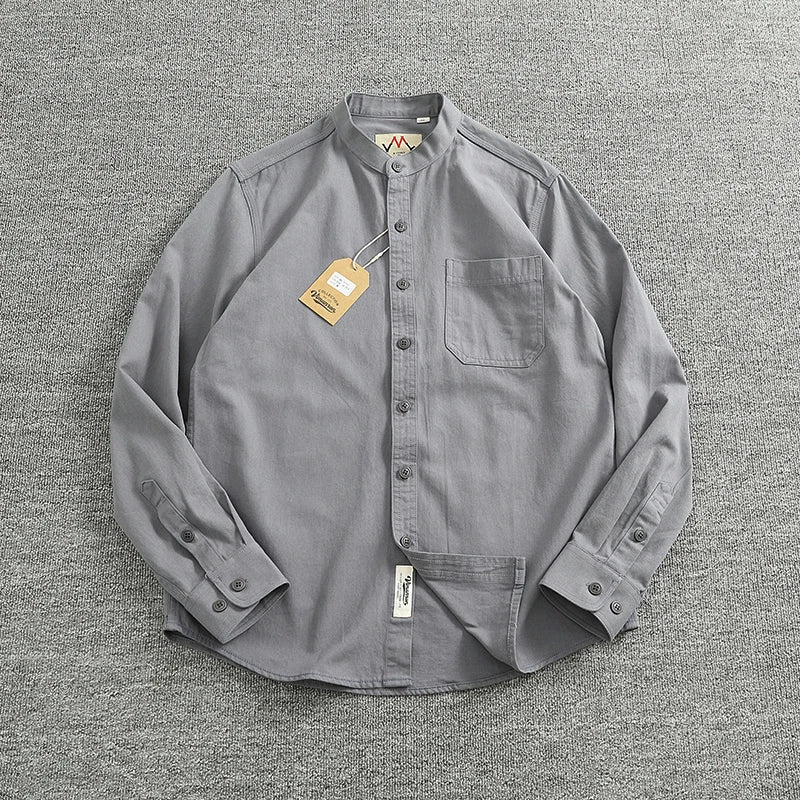 Chemise en coton à col officier
