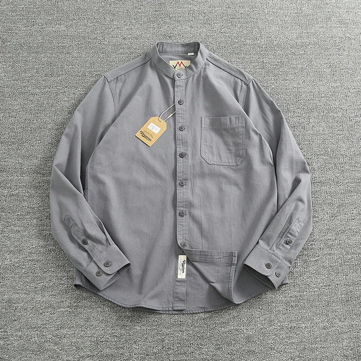 Chemise en coton à col officier