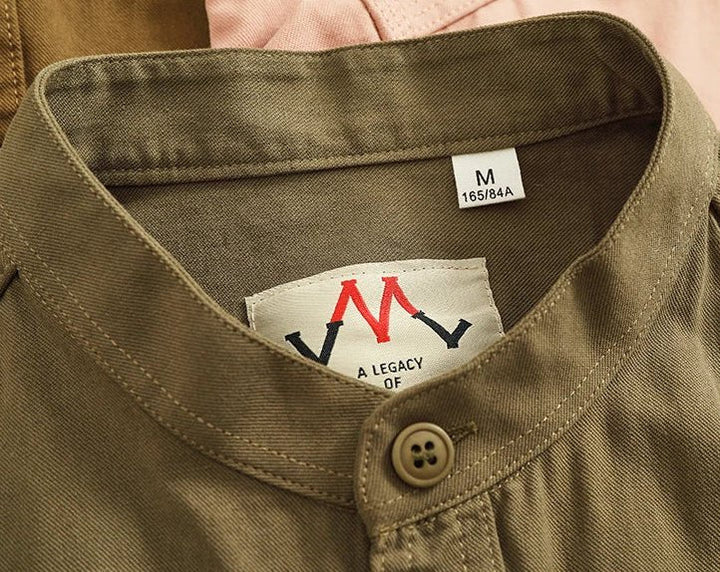 Chemise en coton à col officier