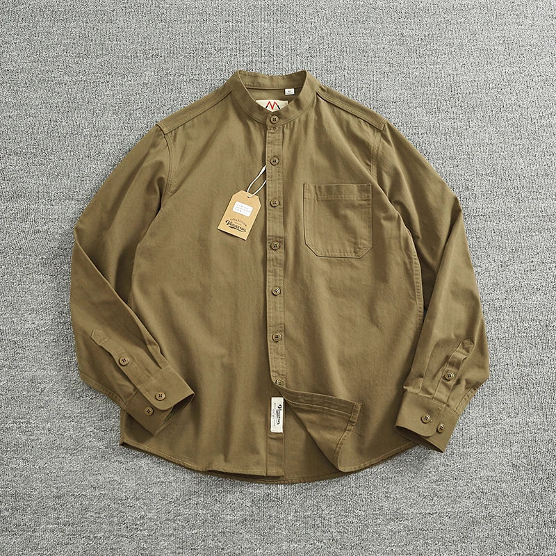 Chemise en coton à col officier