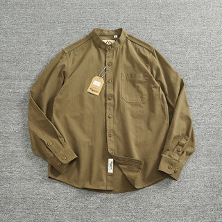 Chemise en coton à col officier