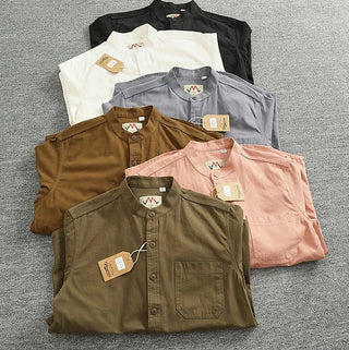 Chemise en coton à col officier