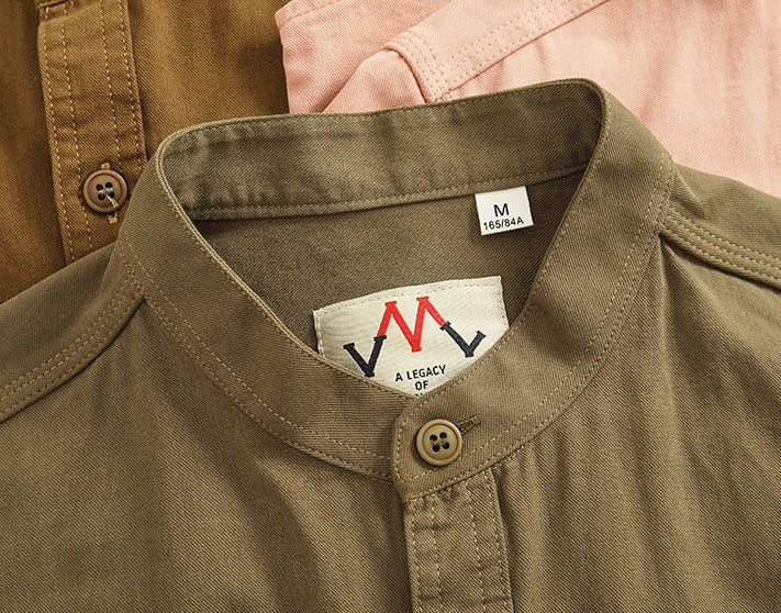 Chemise en coton à col officier