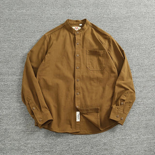 Chemise en coton à col officier